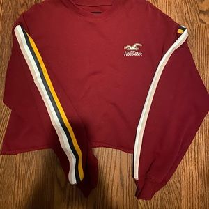 Cropped red hollister long sleeve w/ stripped arms
